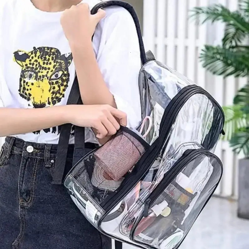 transparent PVC backpack outdoor sports large capacity bag easy to clean 250427