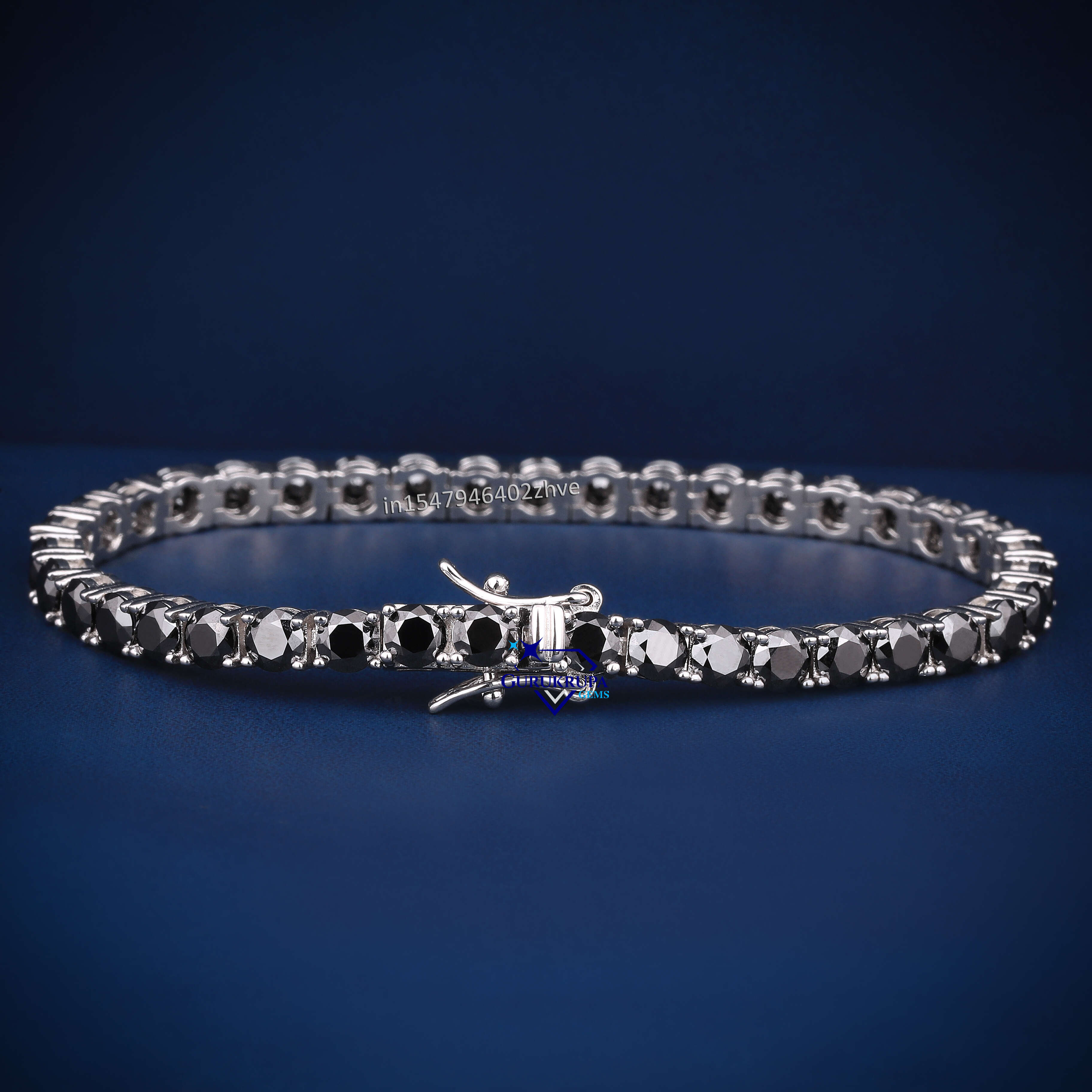 luxurious 4 MM Black Moissanite Diamond Tennis Bracelet Passes Diamond Tester 925 Sterling Silver VVS Clarity For Women