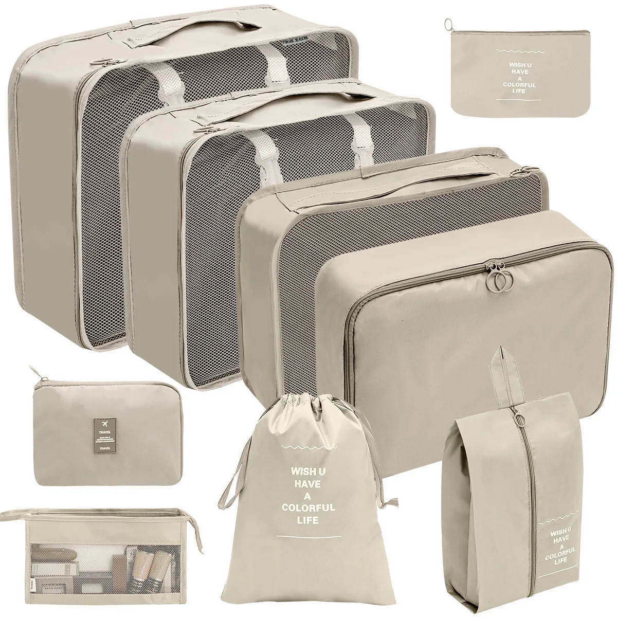 8/9 piece set packaging cube used for travel waterproof clothing underwear shoes toilet organizer Tidy bag travel storage bag 250430