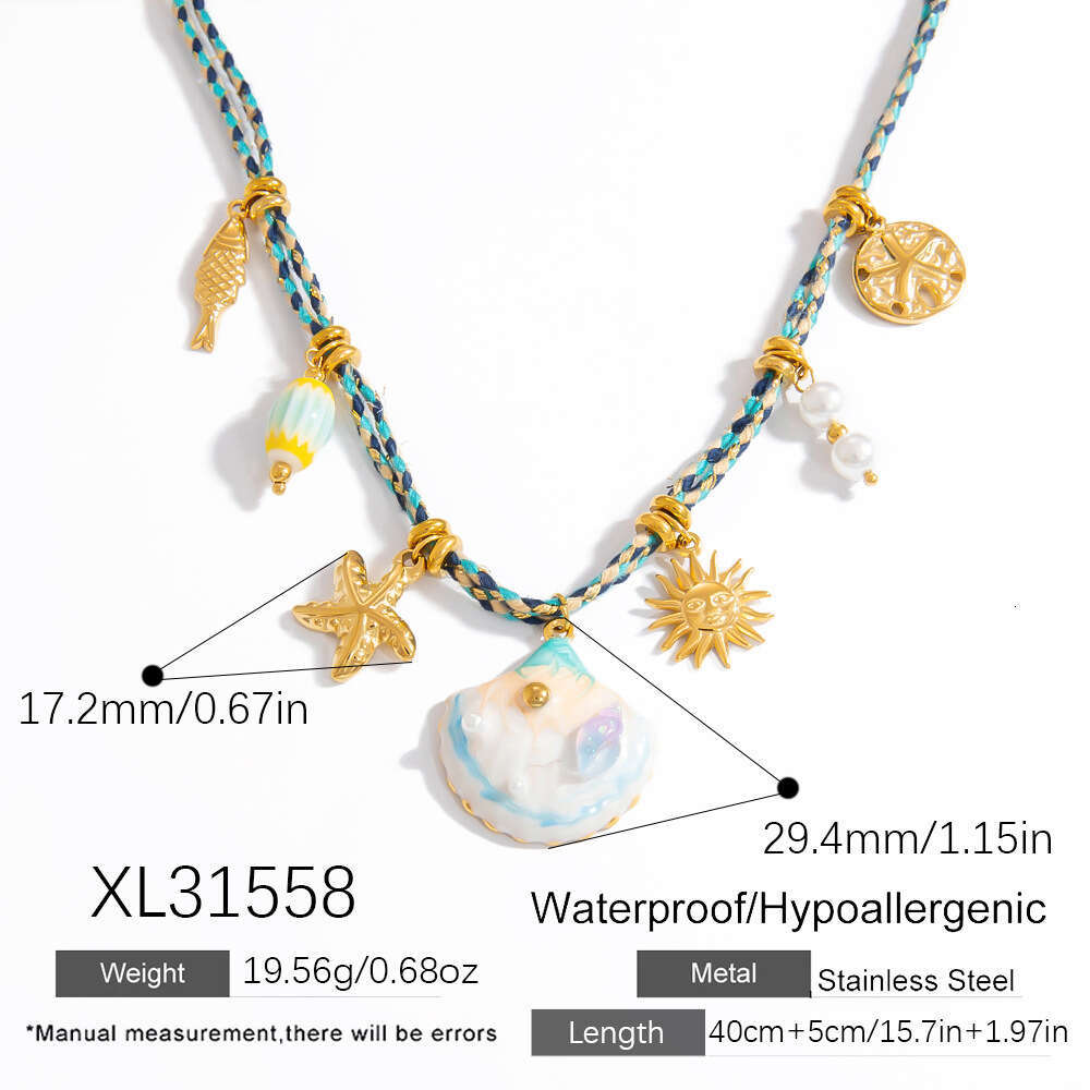 Yuhui Stainless Steel Necklace Light Ocean Vacation Style DIY Starfish Shell Clavicle Chain Color Preserving Jewelry For Women