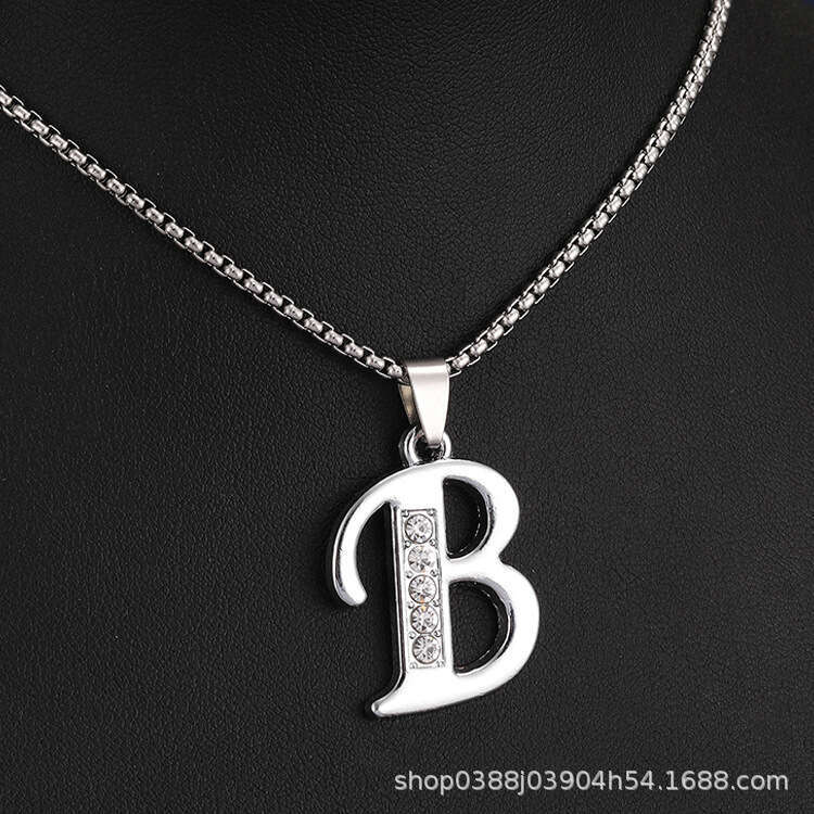 2025 Spring New Collection Of 26 English Letter Necklaces Men, Popular And Creative Dia Studded Jewelry Accessories For Women