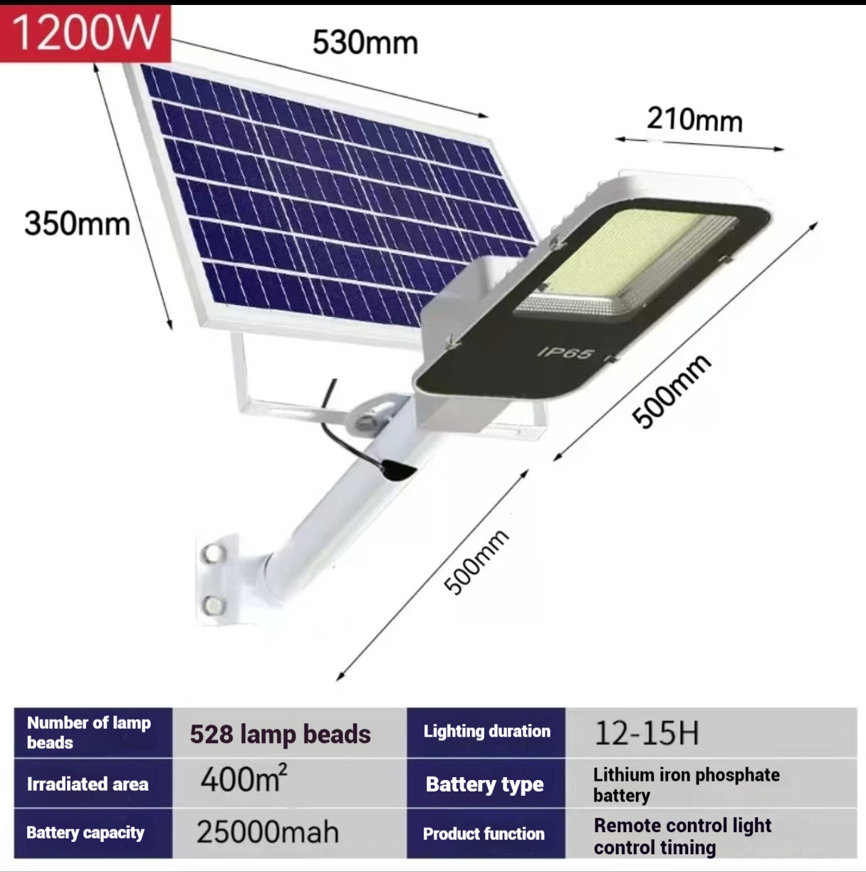 200W Powerful Solar Light Outdoor Solar Street Light 6000mah Waterproof Automatic Dusk to Dawn Street Light For Garage Garden