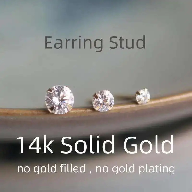 GOLDtutu 14K Gold Crystal Earring for Women Mini Dainty Simple Style Small Stud Earrings Jewelry Gift kj50 250420