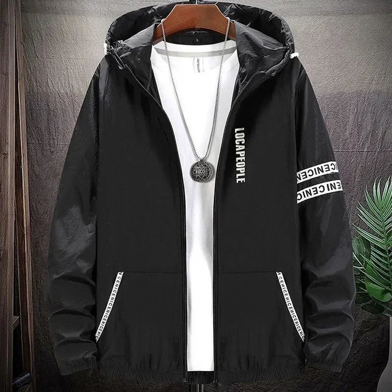 Summer mens leather jacket ultra light sun protection largesized hooded windproof casual motorcycle 250428