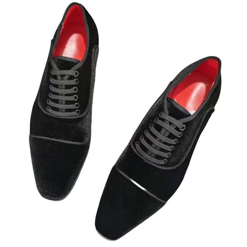 Casual Loafers Men Veet Lace Up Dress Men's Flat With Metal Decoration Suit Banquet Large Size Oxford Shoes