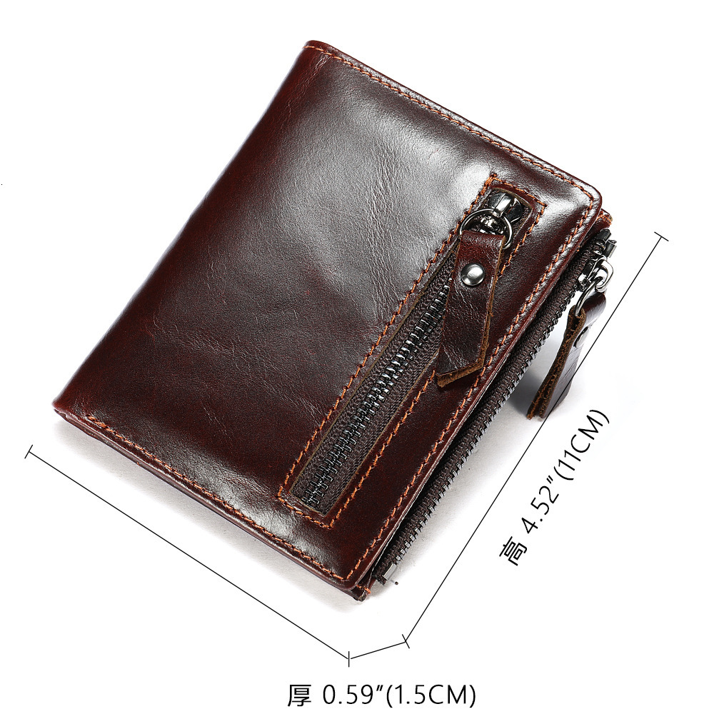 Men's Genuine Leather Zero Leisure Vertical Top Layer Cowhide USD Clip Wallet Trendy