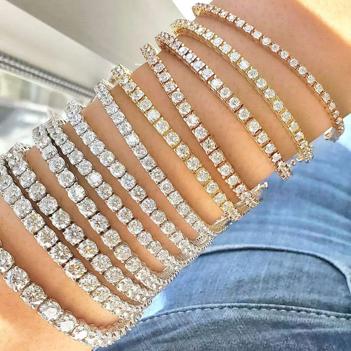 Moissanite Silver Jewelry Tennis Bracelet 4mm Round Cut Moissanite 18K Plated White Gold Women Diamond Tennis Bracelet