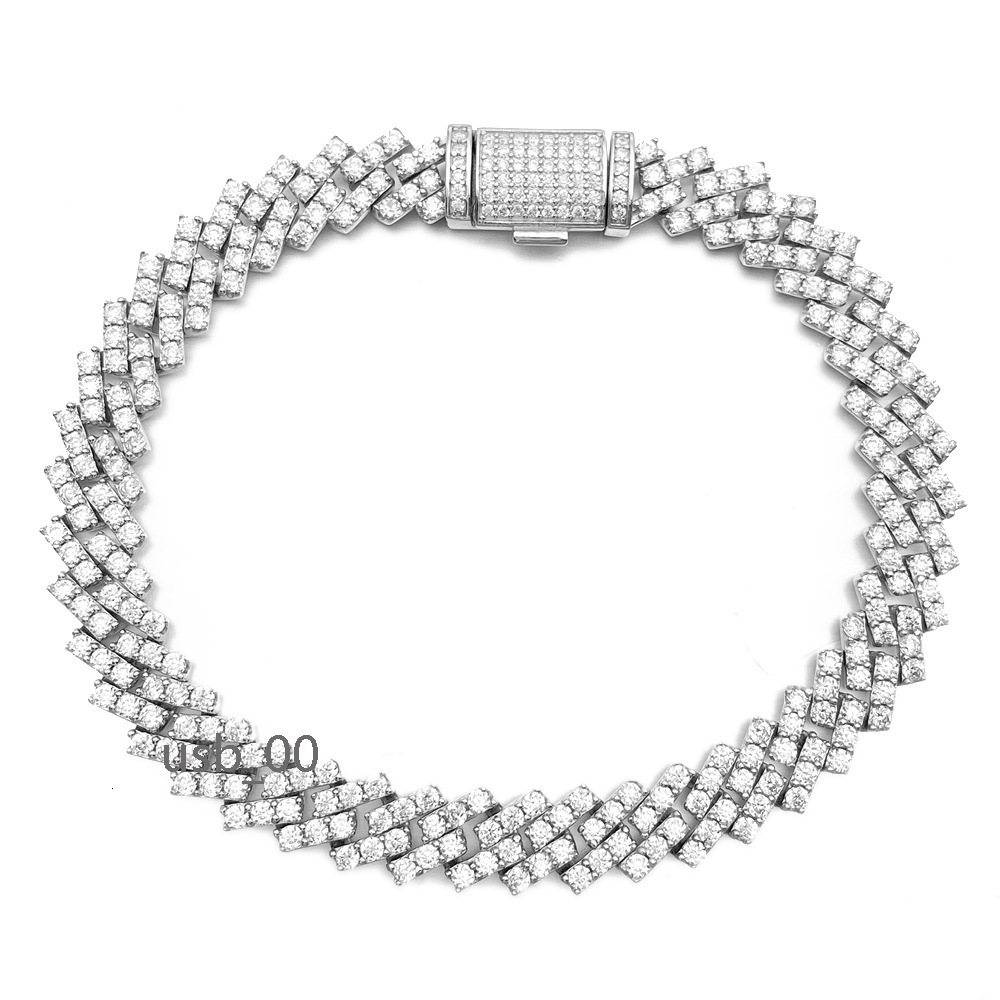 Rapper Jewelry 13mm Moissanite Jewellery Cuban Bracelet 925 Silver Link Hiphop Style Bracelet for Men Women