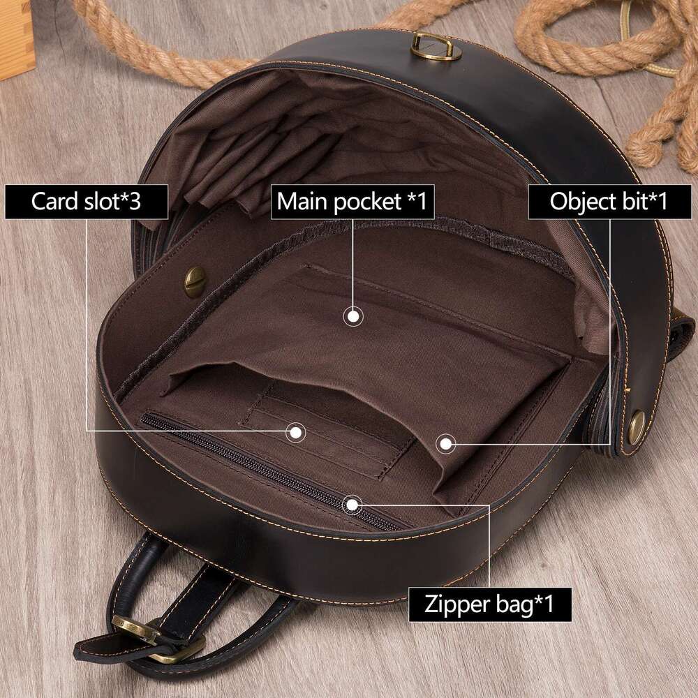 WESTAL Crazy Horse Leather For Woman Round Mini Schoolbag Backpack Purse Antitheft Rucksack Ladies Designer Backpacks