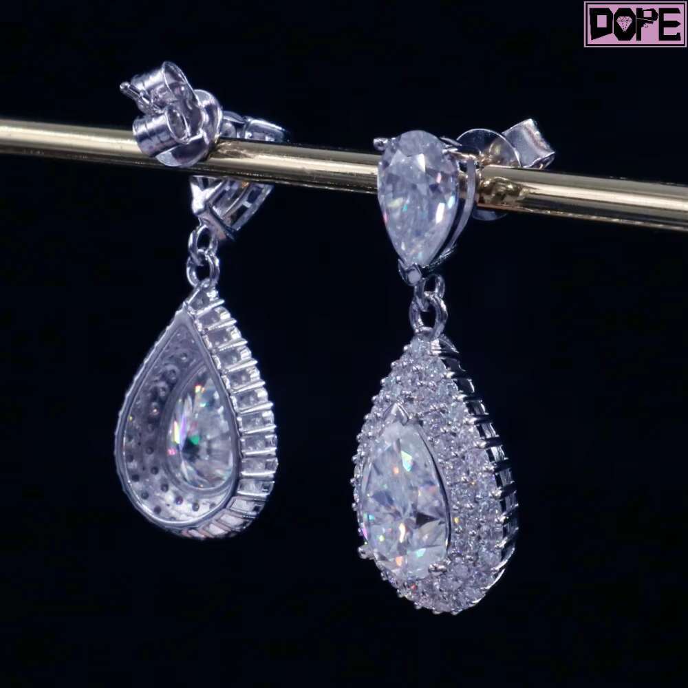 Custom Moissanite Drop Earrings 925 Sterling Sliver Vvs Iced Out Diamond 14K Gold Moissanite Earrings