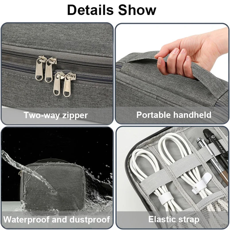 Travel Cable Bag Waterproof Digital USB Charger Storage Bag Portable Office Charging Line Manager Travel Cable Manager 250430