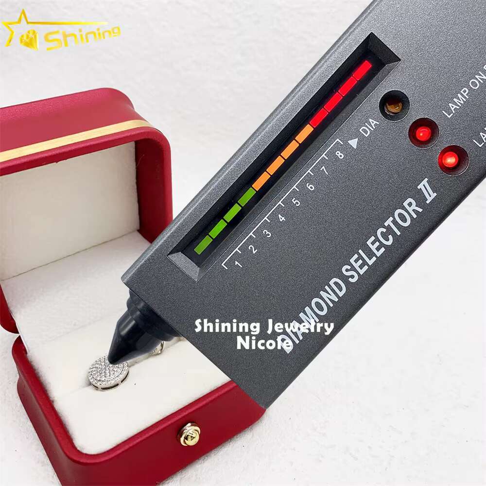 High Quality Pass Diamond Tester Iced Out 5 Rows Hip Hop Men 925 Silver Moissanite Stud Earrings