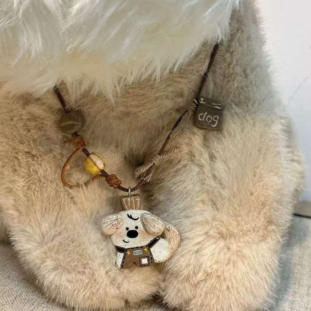 Puppy Coffee Master Braided Rope Cute Versatile Necklace Clavicle Exquisite Temperament Accessories Pendant Neck Chain