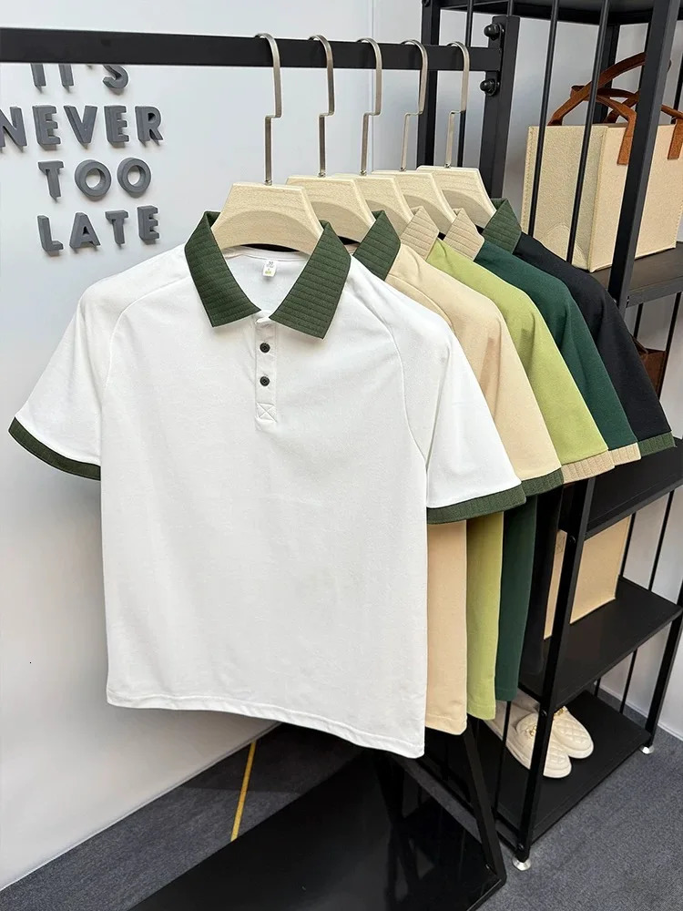 Light High end Color Collar Short sleeved Polo Shirt Summer Trend Young Korean Casual T-shirt Fashion Mens Wear 250428