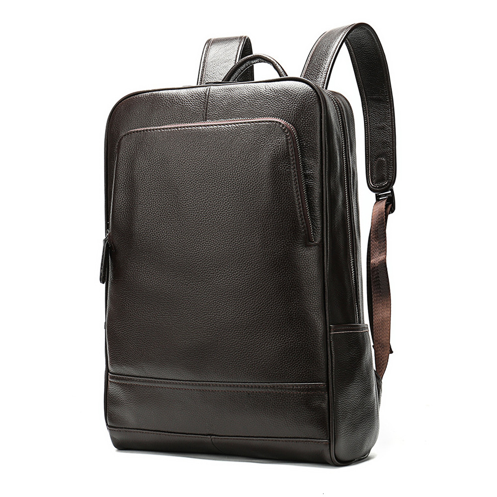 Men's New Genuine Business 15.6-inch Computer Bag Color Wiped Tree Paste Leather Headlayer Cowhide Backpack