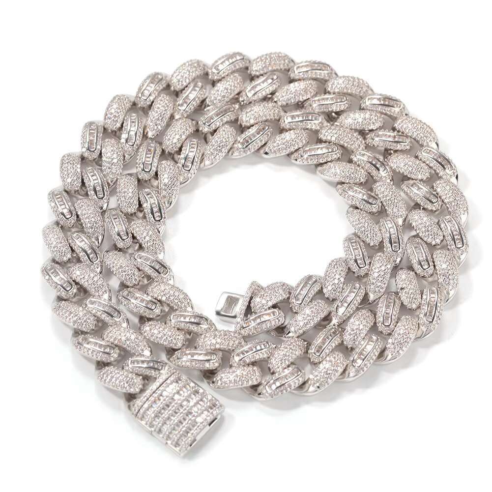 Fashion Ice Cuban Chain Hip Hop 18k Gold Plated Jewelry Solid 14k 18k Gold 15mm Iced Out Diamond Miami Cuban Link Necklace