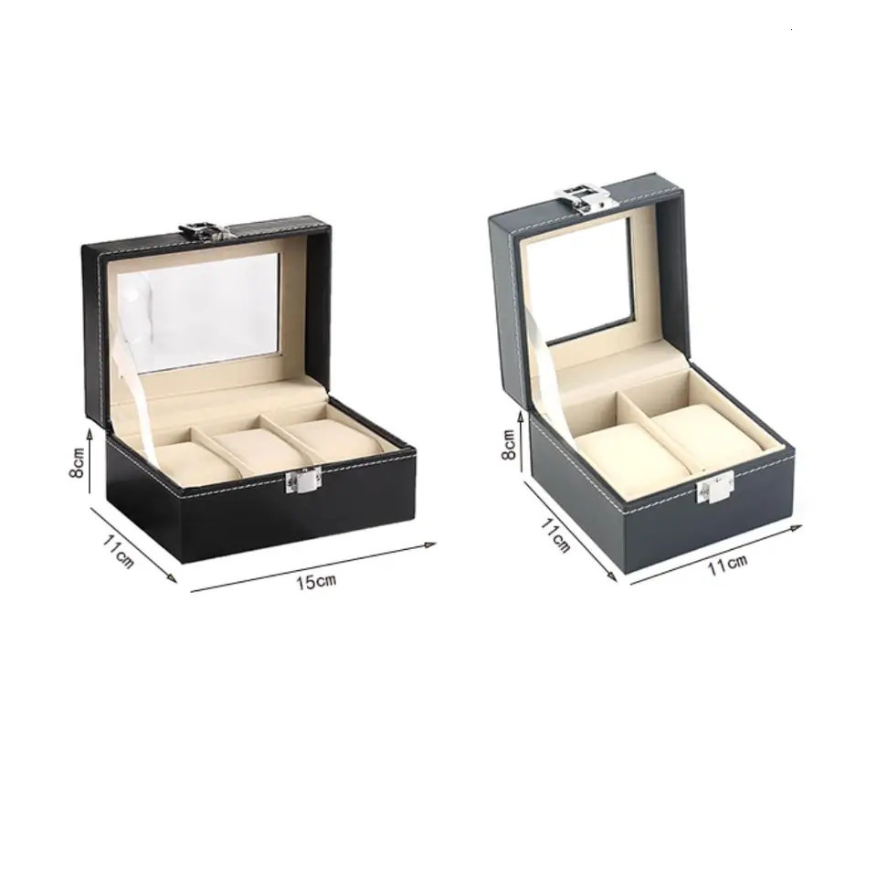 2 3 Mesh Watch Box PU Leather Black Watch Display Box Jewelry Storage Box Watch Storage Box 250430