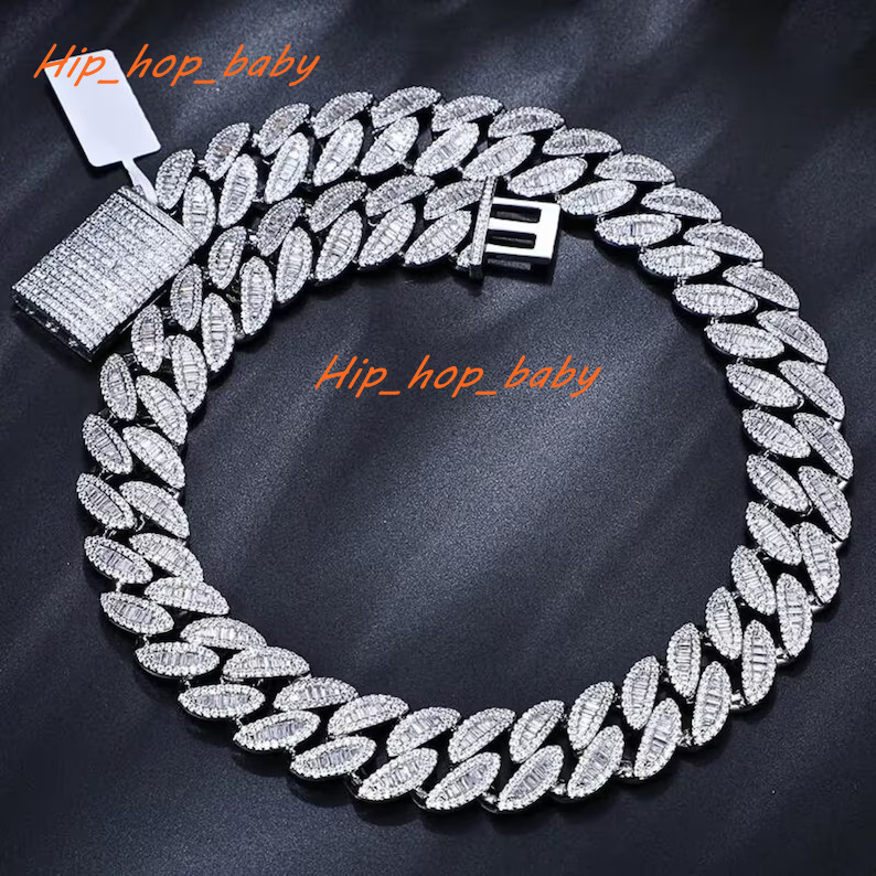Hiphop Cuban Link Chain Necklace Miami Moissanite 925 Sterling Silver 20mm Moissanite Cuban Chain