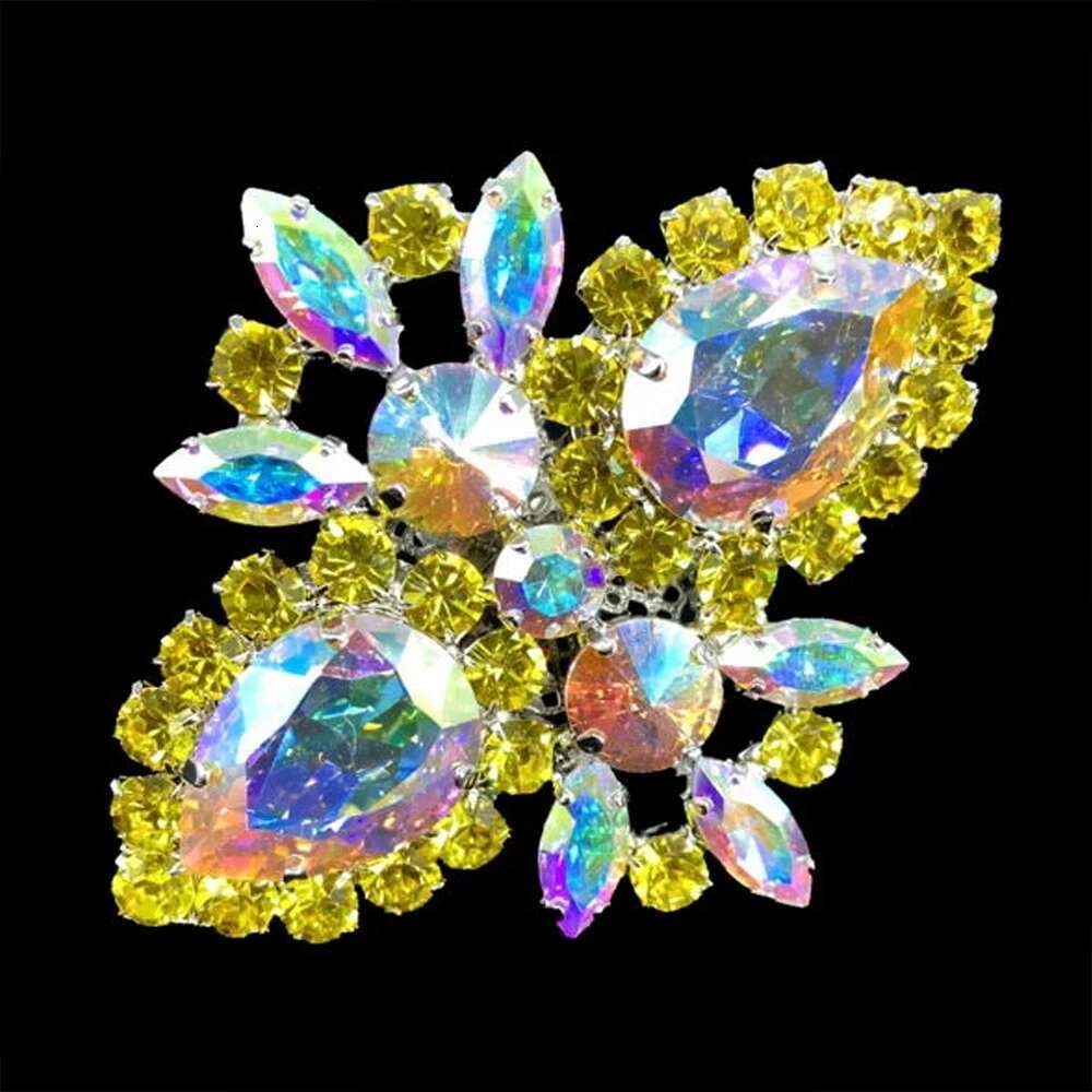 Stonefans Exaggerated Yellow Rhinestone Necklace Ring Set For Women Summer Accessories Bridal Jewelry Sets Wedding High Quality