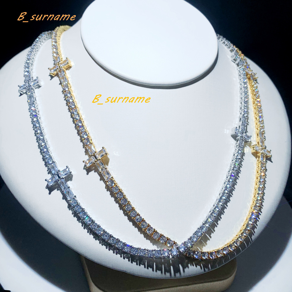 Cross Tennis Chain Necklace Micro Pave 5A Cubic Zirconia CZ Bling Iced Out New Arrival Hip Hop Men Boy Fashion Jewelry