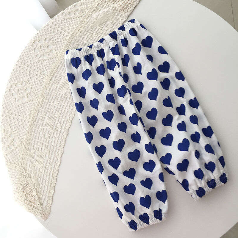 Children's Mosquito Repellent Thin Summer Floral Ice Silk Loose And Versatile Checkered Print Girl Baby Lantern Pants Children