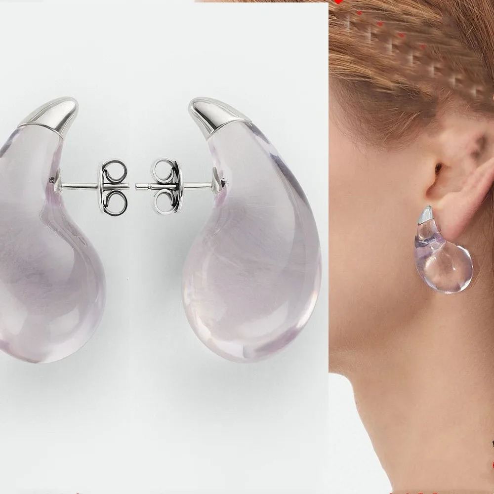 Light French vintage clear drop earrings ins Wind recommended acrylic oval stud earrings250422