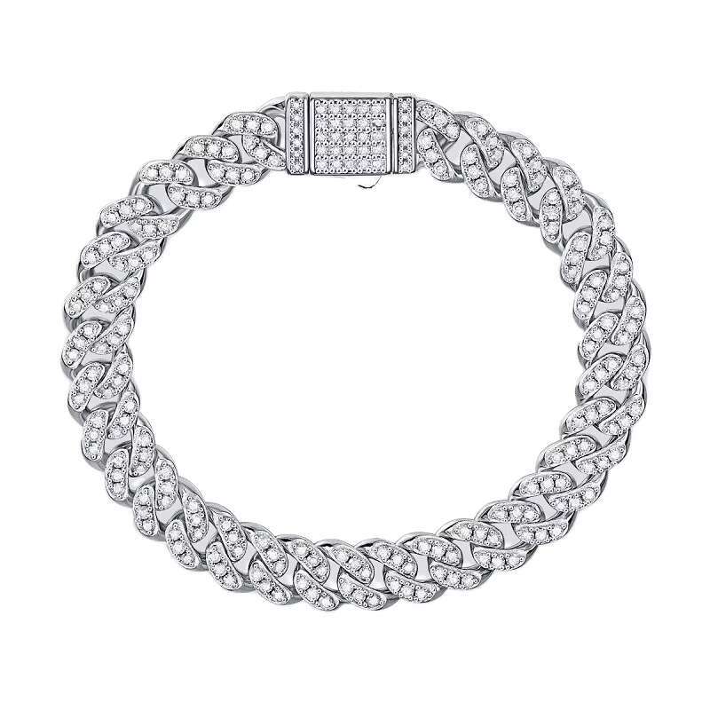 European American Hip-Hop Mens Womens Faith Light S925 Silver Moissanite Bracelet New Cross-Border Hot Sale Classic Cuban