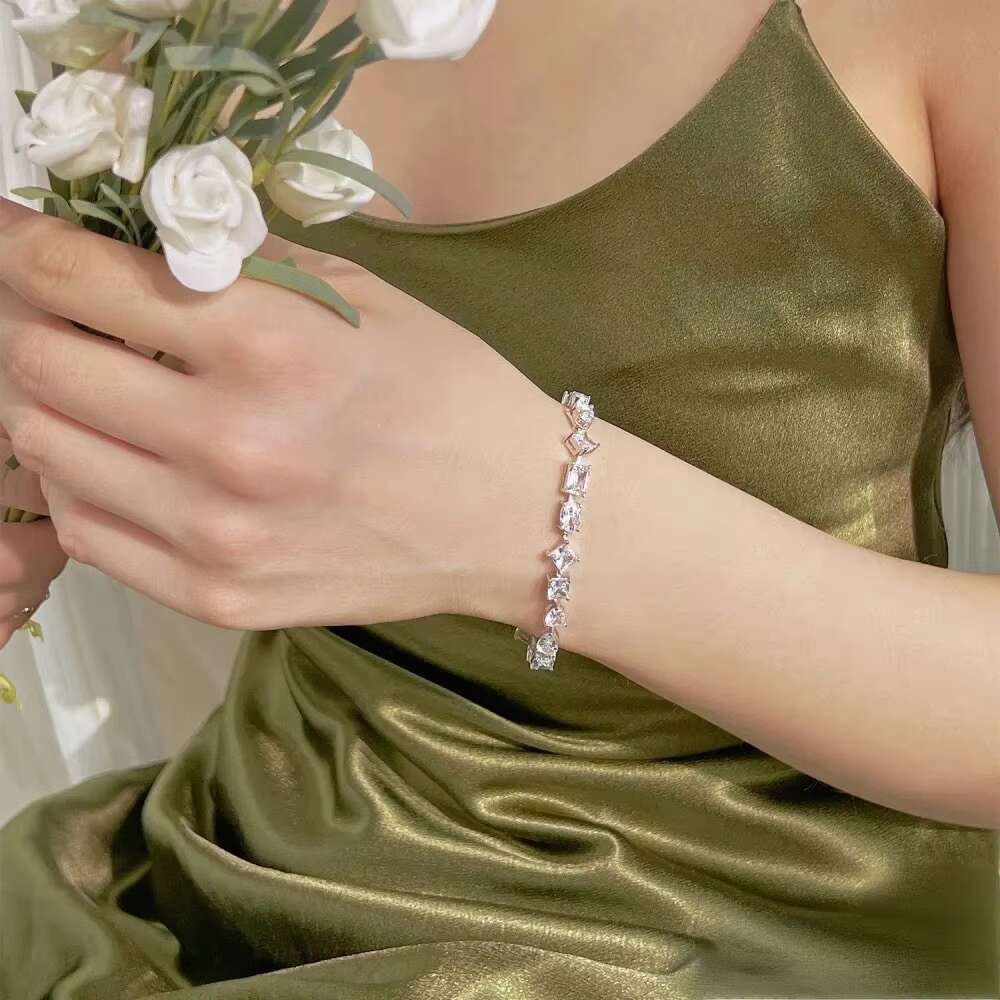 Custom 10K Real Gold Diamond Bracelet Fancy Cut Lab Grown Diamond Tennis Bracelet Diamond for Women Bracelets Bangles