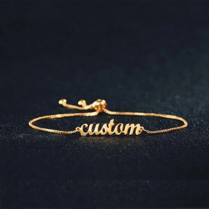 Atoz Fashion Personalized Custom Name Bracelet for Women Stainless Steel letter Bracele with Adjustable Chain Wedding Gift 250430