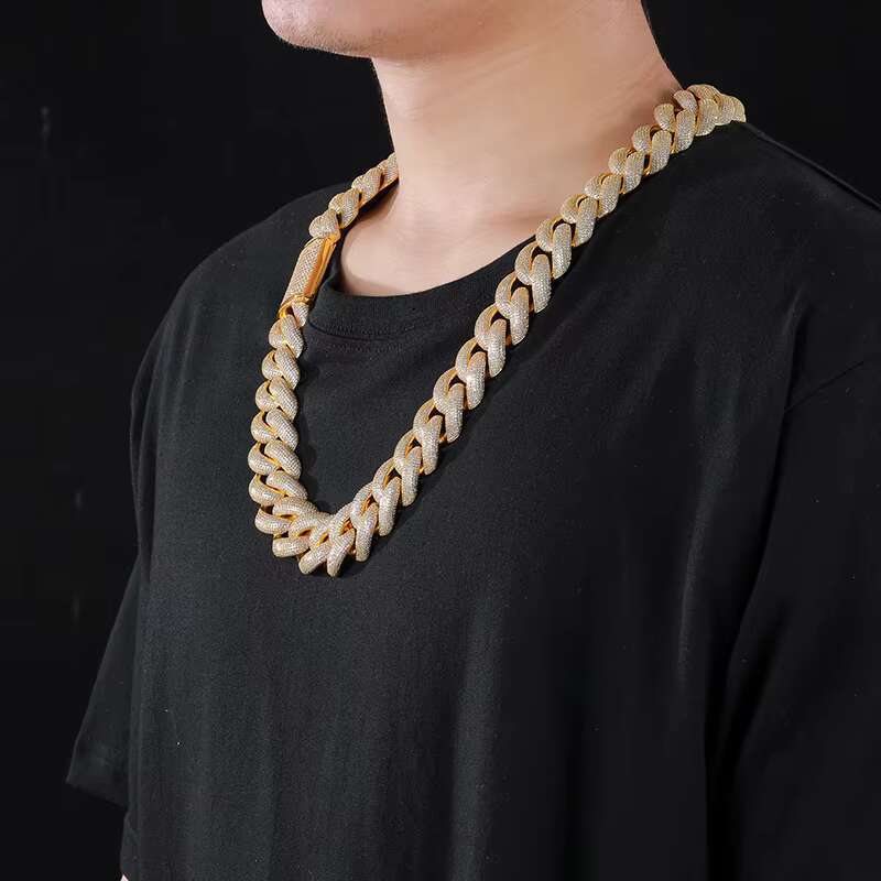 Hip Hop Jewelry 25mm Luxury 14k 18k Gold Plated Brass CZ Zircon Diamond Heavy Iced Out Miami Cuban Link Chain Necklace for Men