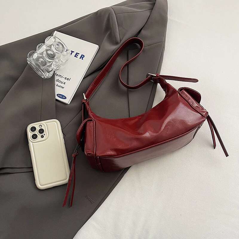 Punk Style Shoulder Y K Hobo Handbags Adjustable Strap Clutch Purse PU Leather Underarm Bag For Women Bag
