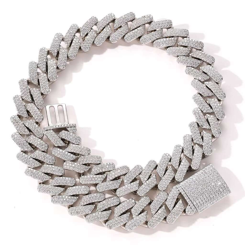 Hip Hop Fine Jewelry Men 20mm Chunky Miami Cuban Chain Cubic MoissaniteBrass 14k Gold Plated Thick Prong Cuban Link Chain Necklace