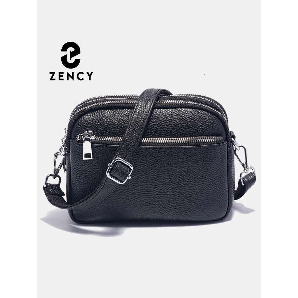 Zency Women's Small Zip Crossbody Genuine Leather Messenger Bag Handbag Many Pockets For Cell Phone Keys Case Short Wallets