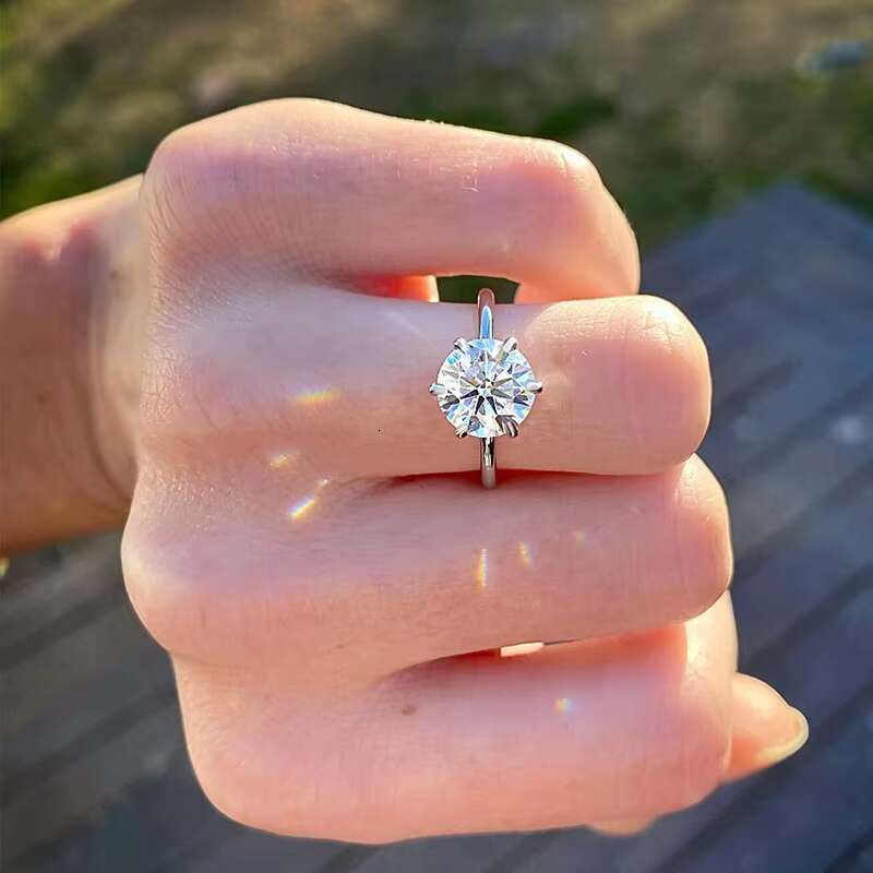 Dropshipping Wholesale Fine Wedding Jewelry 925 Sterling Silver D Color VVS Moissanite Diamond Engagement Ring for Women