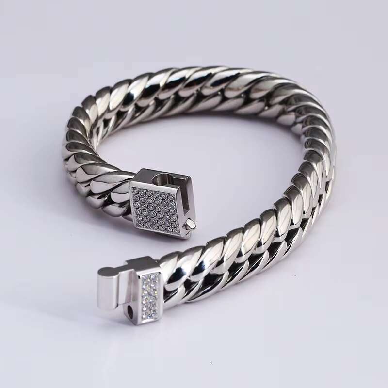 Miami Men Cuban Bracelet VVS Moissanite Cuban Link Chain Punk Gold Plated Hip Hop Diamond Bracelet S925 Sterling Silver Bracelet
