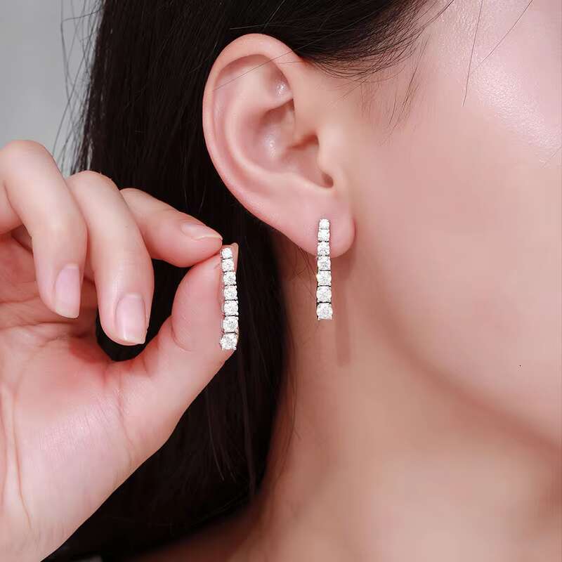 Fine Jewellery Elegant Sublimation 925 Silver Fashion Jewelry Long Tassel Moissanite Diamond Drop Earrings for Women
