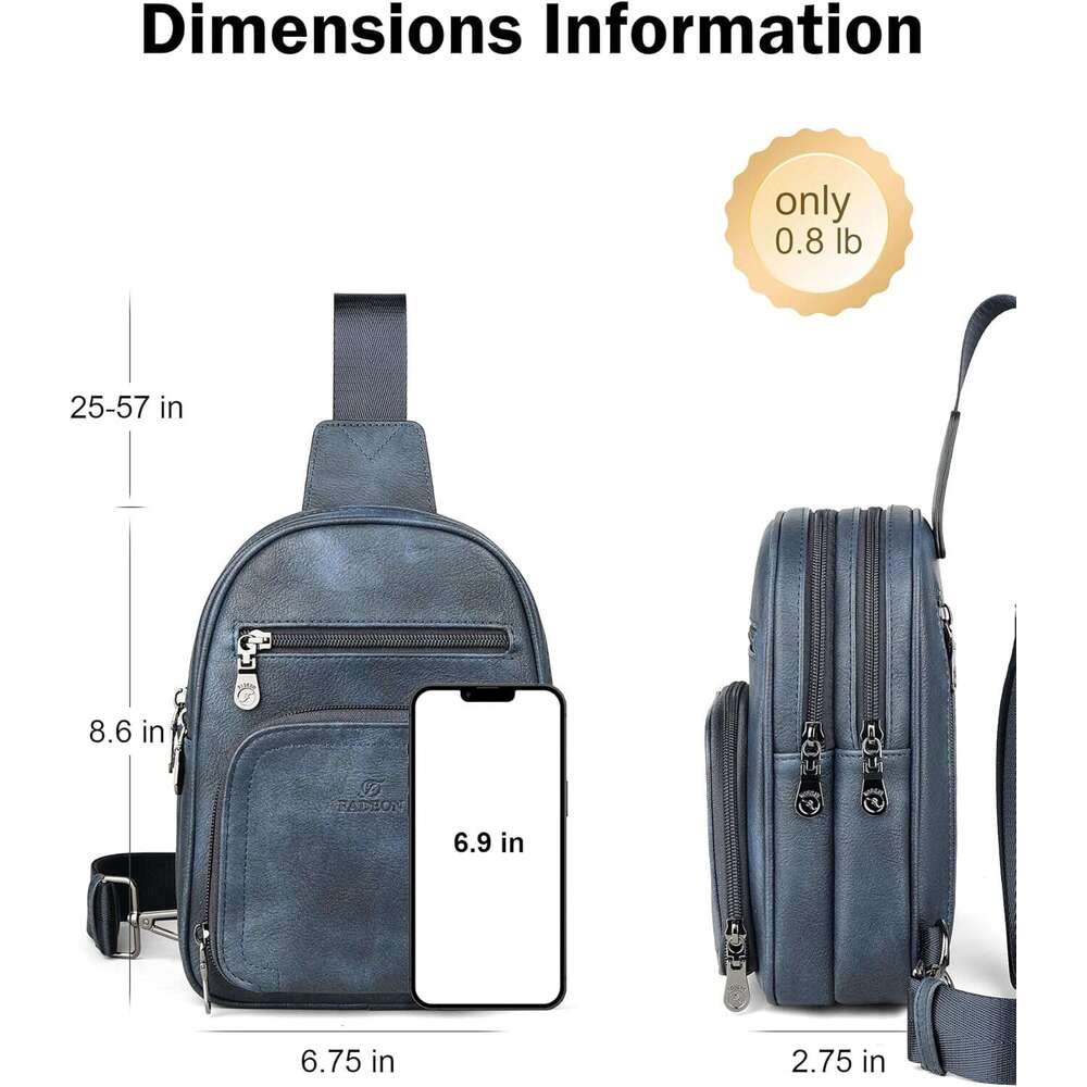 FADEON Women Bags Designer Crossbody Bag, PU Leather Sling Purse Multi-Pocket Packs with Card Slot Suede Blue