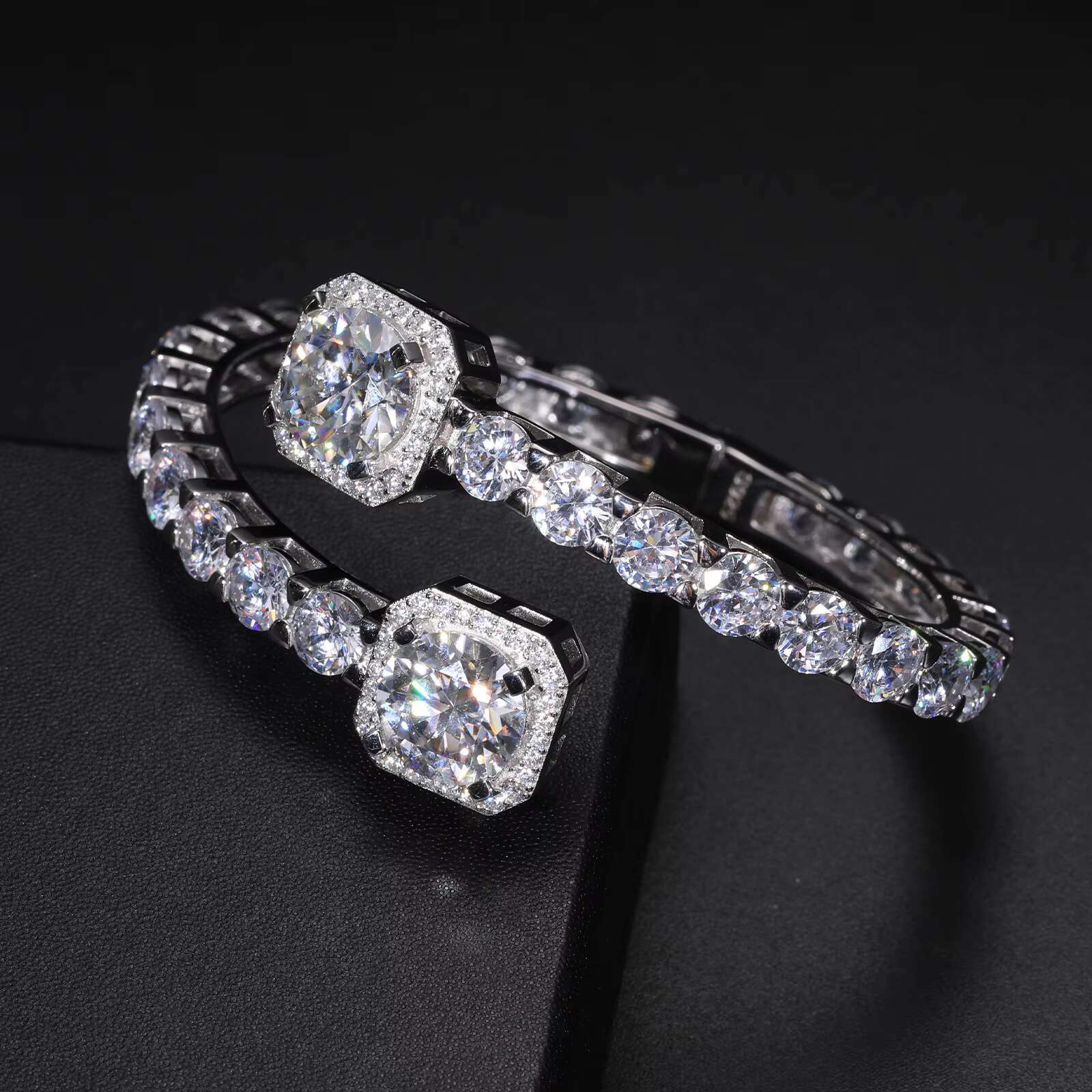 Factory Custom GRC Certificate 10K Gold Plated VVS Moissanite CZ Diamond Tennis Chain 3mm 4mm 5mm Bracelet for Men Women Jewelry