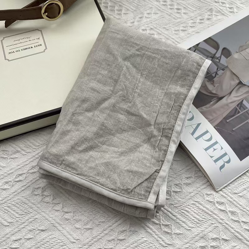 T608 Korean temperament Chunda cotton and linen feel scarf accessories 2025 spring and autumn new retro natural wrinkled hem silk scarf female