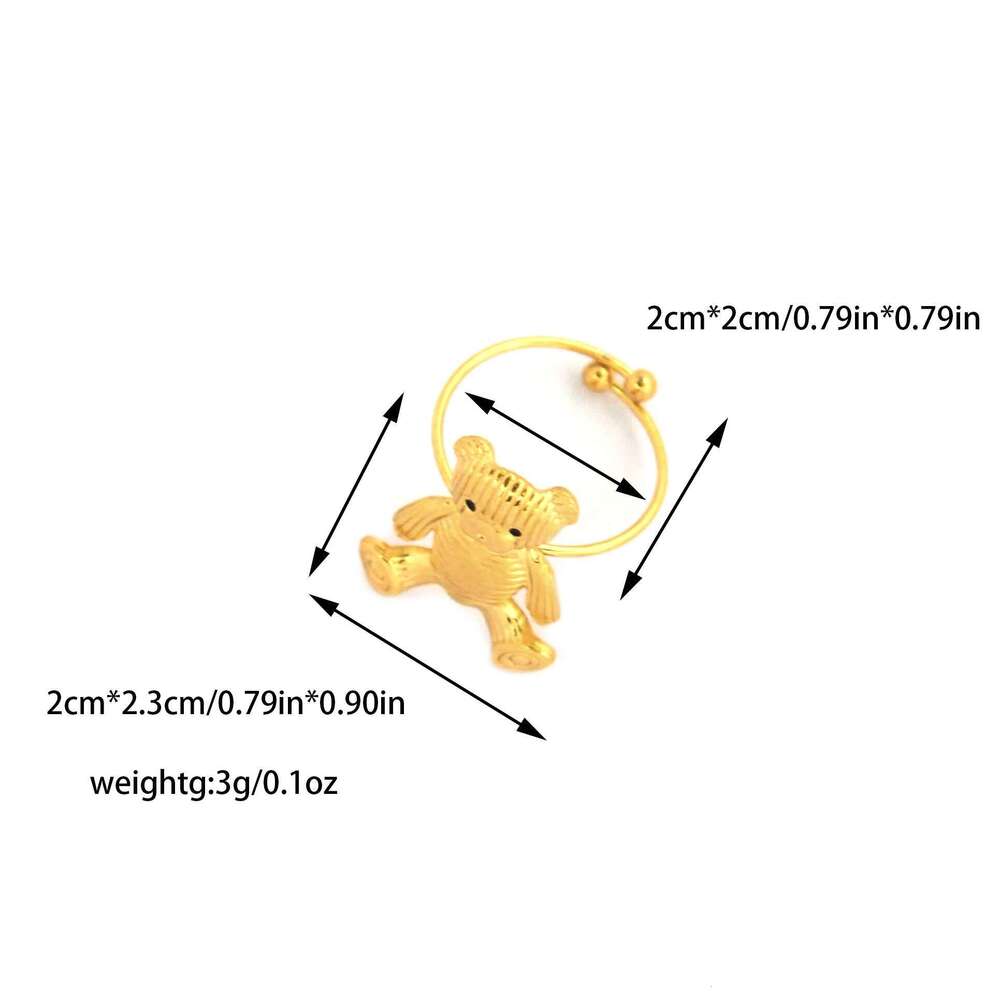 Retro Fashion Cute Retro Stainless Steel Women's Teddy Bear Earring Ring, Party Daily Holiday Gift, Friend Jewelry