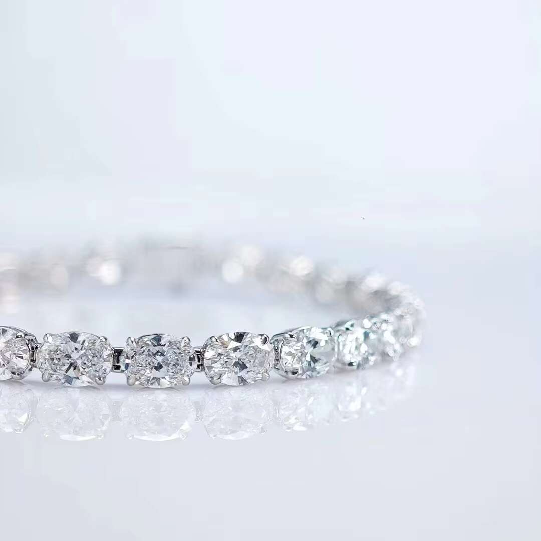 Qinglong Jewelry Tennis Chain Oval Cut 3mm 4mm Lab Grown Diamond 14k 18k Solid Gold Tennis Bracelet Factory Wholesale Price