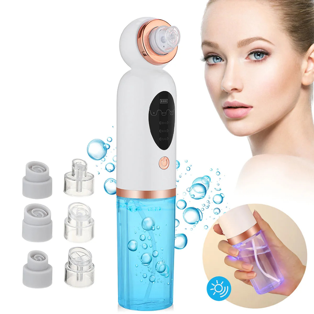 Small bubble beauty instrument home pore cleansing suction blackheads 3 suction 6 replaceable head 250422