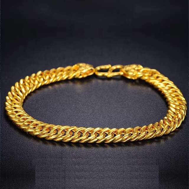 Xinfly 2023 Brand Engagement Wedding Waterproof Good Jewelry Pure 24k Yellow Gold G999 Men Women Cuban Flat Chain Bracelets