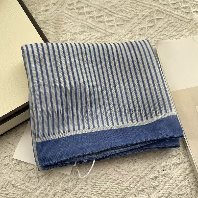 T609 Retro Art Striped Cotton Small Silk Scarf Women Korean Style All-match Fashion Small Scarf Thin Ribbon Neck Scarf