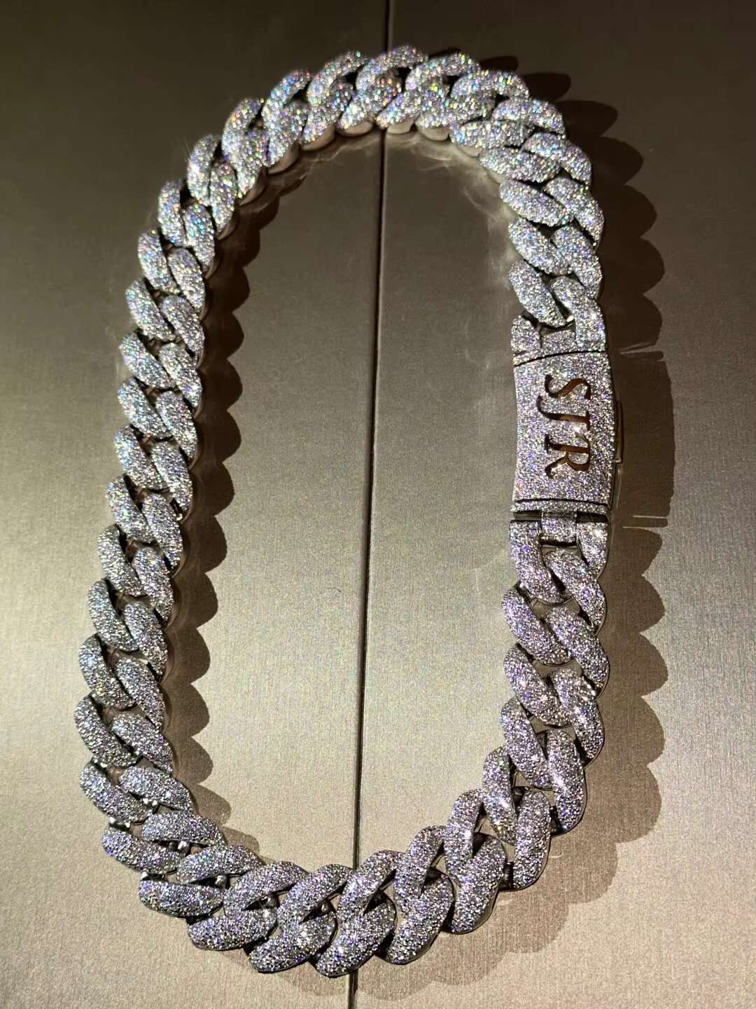 Hip Hop 15mm Width 925 Sterling Silver With Moissanite Diamond Cuban Link Chain Unisex Necklace