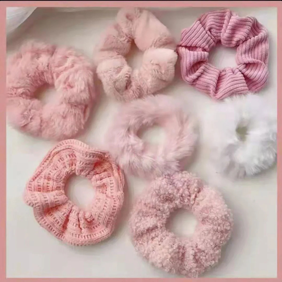 7-piece/set womens hair clip set with plush solid color headband suitable for girls ponytail holder rubber headband hair clip accessories 250430
