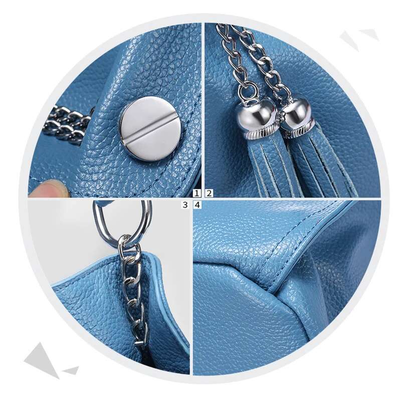 Fashion Women Bag Genuine Leather Handbag Lady Tassel Shoulder Messenger Bags Hobos