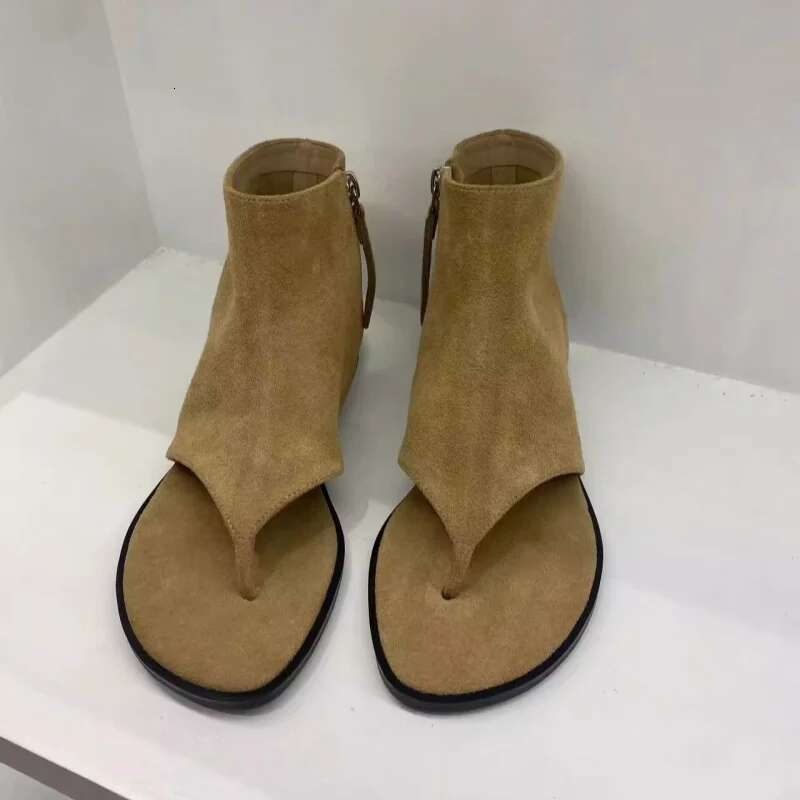 Fashion Brand Open Toe Sandals Side Zipper Flats Outdoor Comfortable Casual Shoes Women Party Flip Flops