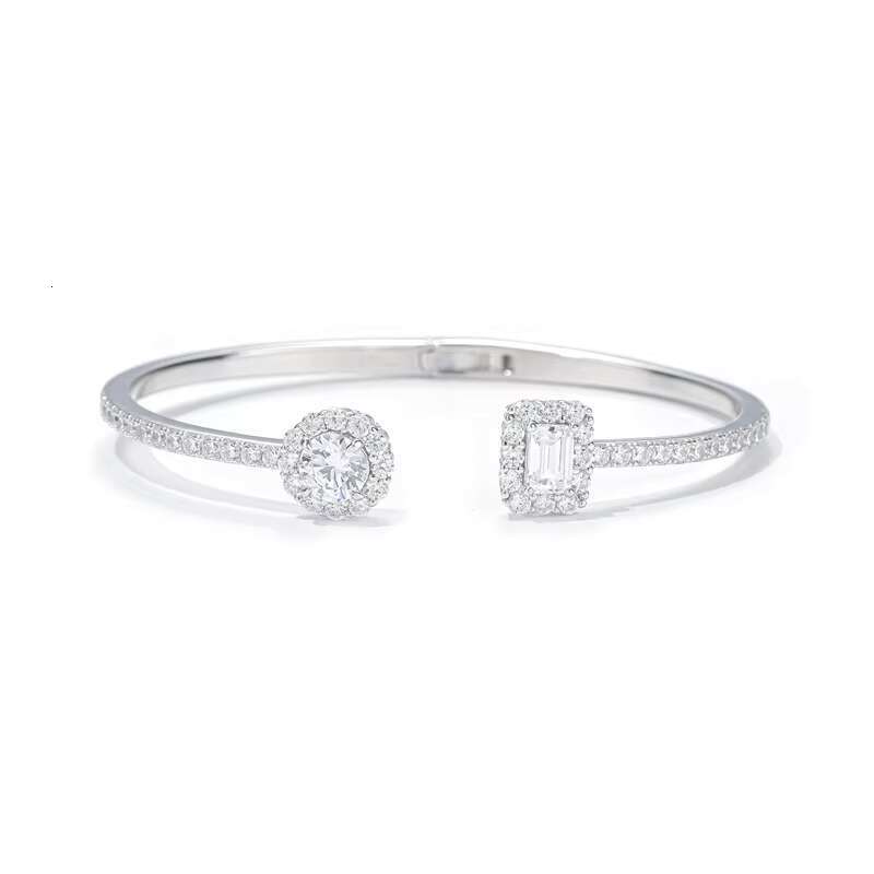DEYIN Hip Hop Charm Jewelry 7.5mm Silver 925 Gold Plated Moissanite Bling Iced Out Baguette Diamond Cuff Bangle Bracelet