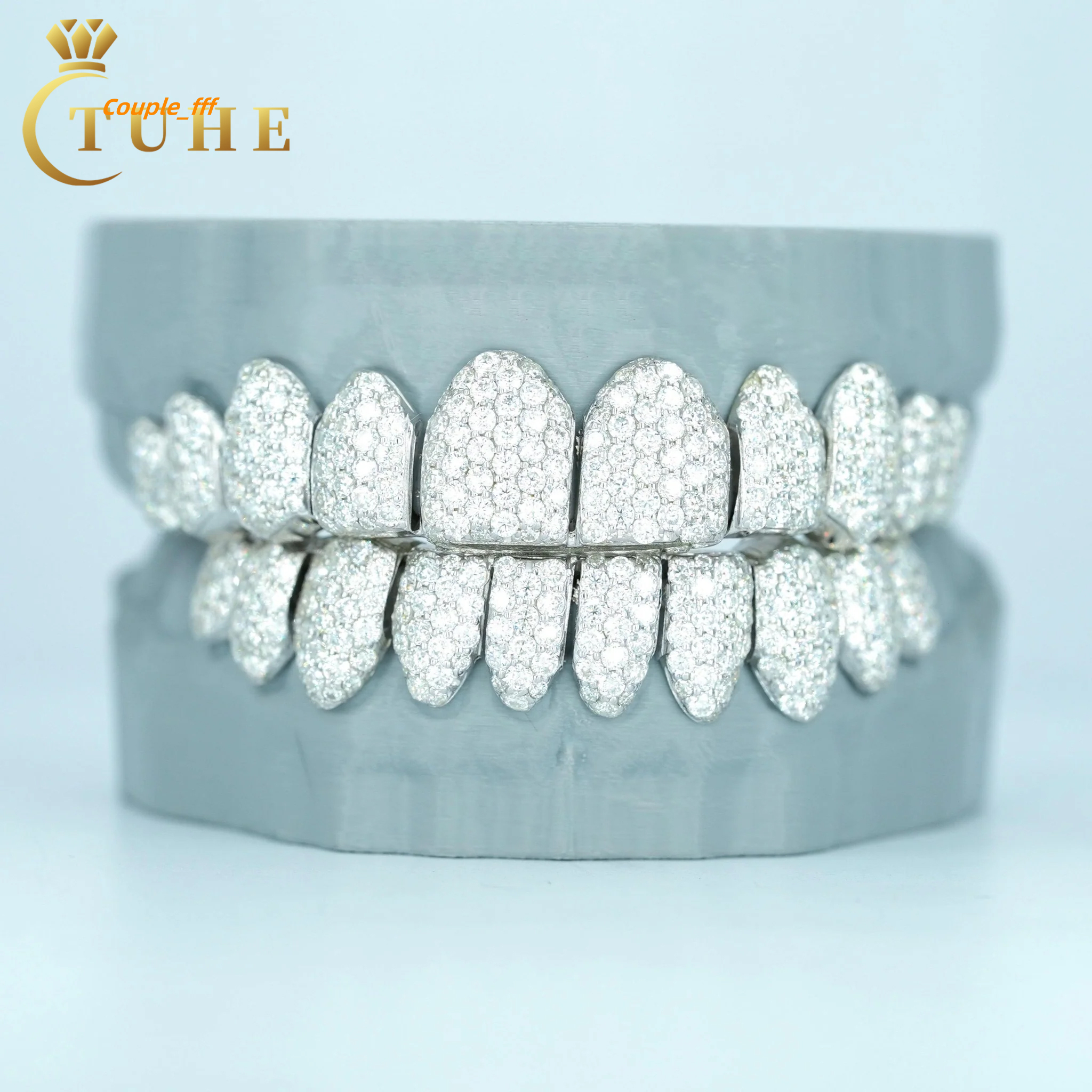 3D Printed Dental Mold Full Bust Down Style Iced Out Moissanite Grillz Rappers Hip Hop Jewelry Custom Teeth Grills for Men